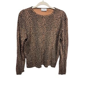 Jones Sport Leopard Print‎ Long Sleeve Top Women's Animal Print Blouse Large